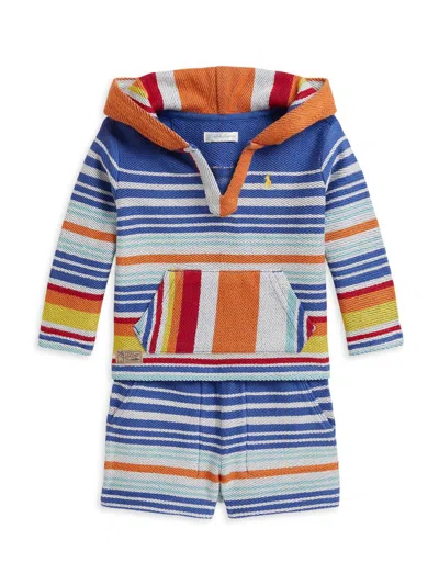 Polo Ralph Lauren Baby Boy's Striped Cotton Terry Hoodie & Shorts Set In Multi