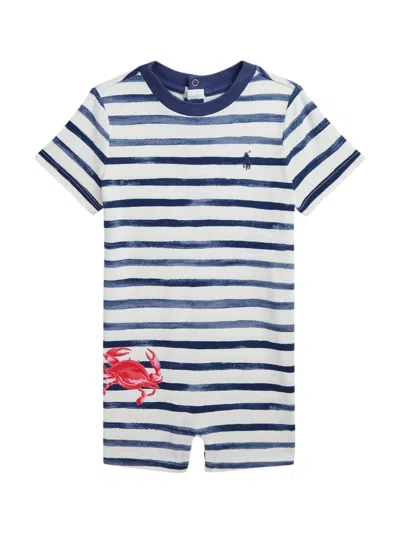 Polo Ralph Lauren Baby Boy's Striped Crewneck Shortalls In Blue Aquatic Stripe