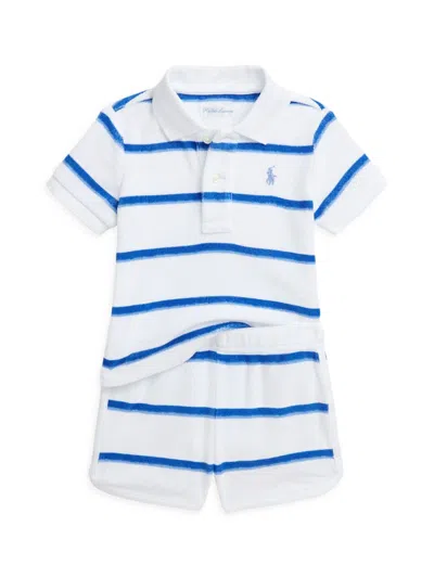 Polo Ralph Lauren Baby Boy's Striped Terry Polo & Shorts Set In Ombre Painted Stripes