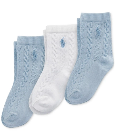 Polo Ralph Lauren Baby Boys 3-pk. Cable-knit Socks In Blue