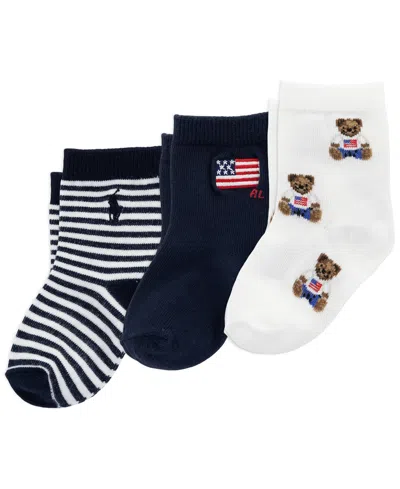 Polo Ralph Lauren Baby Boys' Americana Bear Socks, 3-pack In Multi