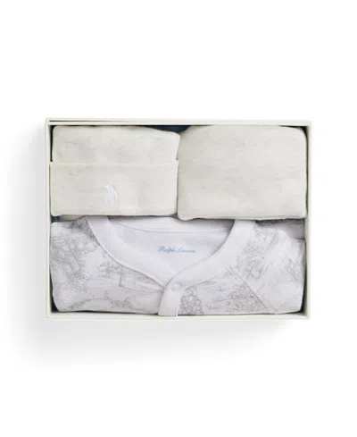 Polo Ralph Lauren Polo Baby Boys Or Girls Toile Cotton 3-piece Gift Set In Gray