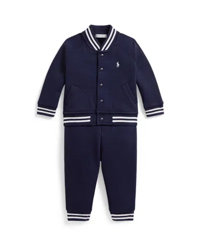 Polo Ralph Lauren Baby Boys Baseball Jacket And Jogger Pants, 2-piece Set In Blue