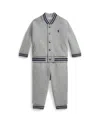 Polo Ralph Lauren Baby Boys Baseball Jacket And Jogger Pants, 2-piece Set In Gray