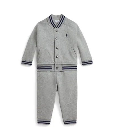 Polo Ralph Lauren Baby Boys Baseball Jacket And Jogger Pants, 2-piece Set In Gray