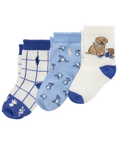 Polo Ralph Lauren Baby Boys' Blueberry Dog, Floral And Gingham Design Socks, 3-pack In Multi