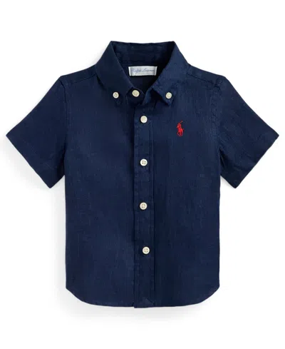Polo Ralph Lauren Baby Boys' Button-down Short-sleeve Shirt In Blue