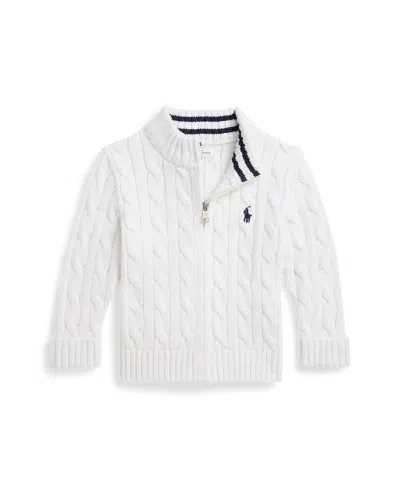Polo Ralph Lauren Baby Boys Cable Full-zip Sweater In White