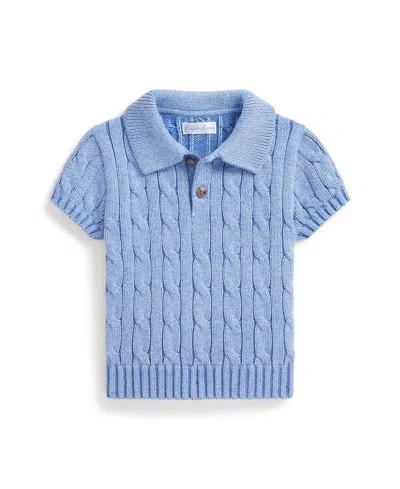 Polo Ralph Lauren Baby Boys' Cable-knit Polo Collar Sweater In Blue