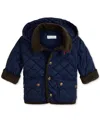 Polo Ralph Lauren Baby Boys Corduroy-trim Barn Jacket With Removable Hood In Navy