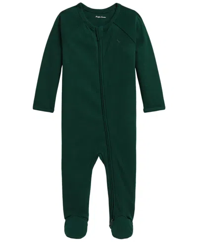 Polo Ralph Lauren Baby Boys' Cotton Interlock Footed Coverall In Green