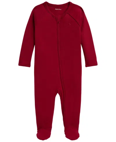 Polo Ralph Lauren Baby Boys' Cotton Interlock Footed Coverall In Red