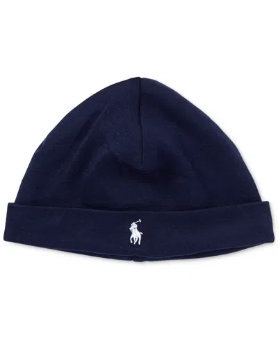 Polo Ralph Lauren Baby Boys Cotton Jersey Fold Over Beanie In Black