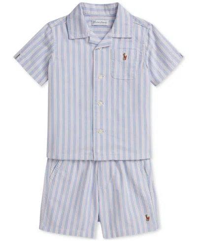 Polo Ralph Lauren Baby Boys Cotton Oxford Short Set In Blue