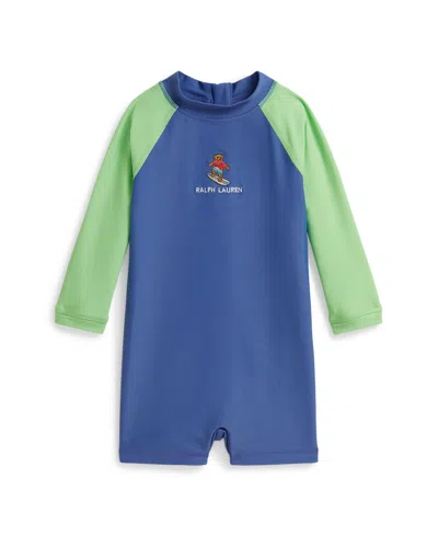 Polo Ralph Lauren Baby Boys' Embroidered Rash Guard Shortall In Blue
