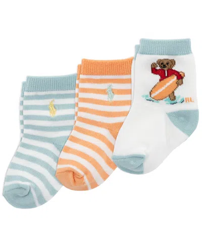 Polo Ralph Lauren Baby Boys' Embroidered Socks, 3-pack In Multi