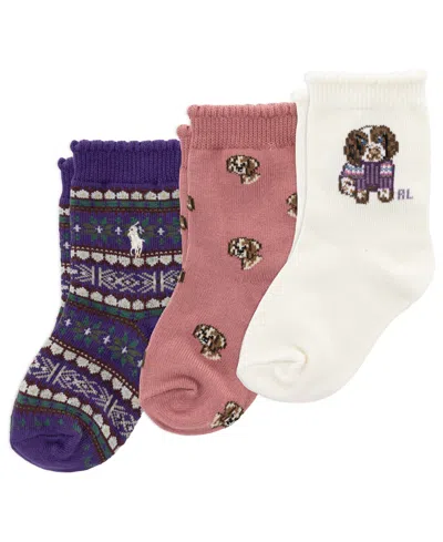 Polo Ralph Lauren Baby Boys' Fair Isle Festive Dog Print Crew Socks, 3-pack In Multi