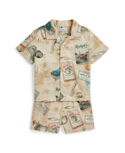 Polo Ralph Lauren Baby Boys' Fishing-print Chino Shirt And Short, 2-piece Set In Multi