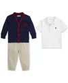 Polo Ralph Lauren Knit Cardigan Trousers Set (set Of Three) In Multi