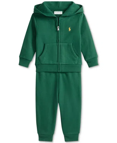 Polo Ralph Lauren Baby Boys Fleece Hoodie & Pant Set In Green