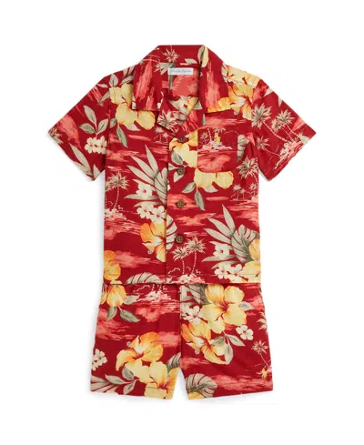 Polo Ralph Lauren Baby Boys' Floral-print Shirt And Shorts, 2-piece Set In Red