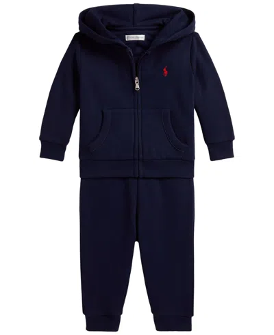 Polo Ralph Lauren Baby Boys' Full-zip Hoodie And Pants, 2-piece Set In Blue