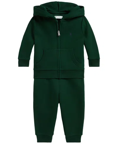 Polo Ralph Lauren Kids' Baby Boys' Hooded Long-sleeve Full-zip Hoodie And Pants, 2-piece Set In Green