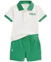 Polo Ralph Lauren Baby Boys Jersey Polo Shirt & Shorts Set In Green