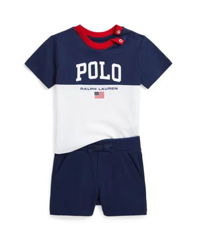 Polo Ralph Lauren Baby Boys Logo Cotton Jersey Tee And Short Set In White