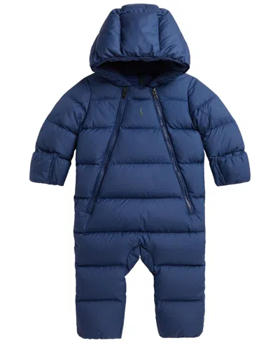 Polo Ralph Lauren Baby Boys' Long-sleeve Down Hooded Bunting Jacket In Blue