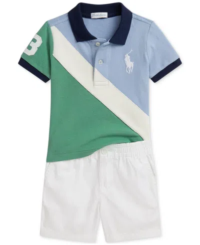 Polo Ralph Lauren Baby Boys Mesh Polo Shirt & Twill Short Set In Green