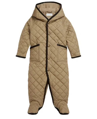 Polo Ralph Lauren Baby Boys' One-piece Hooded Snowsuit In Brown