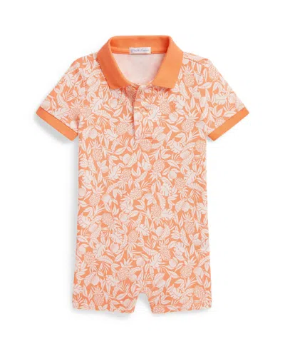 Polo Ralph Lauren Baby Boys' Pineapple Stretch Mesh Short-sleeve Polo Shortall In Orange