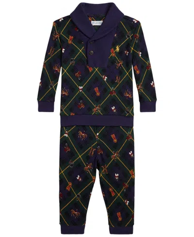Polo Ralph Lauren Kids' Baby Boys' Plaid Sweatshirt And Pants, 2-piece Set In Green