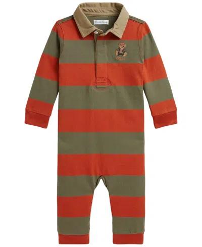 Polo Ralph Lauren Baby Boys' Polo Bear Cotton Rugby Coverall In Multi
