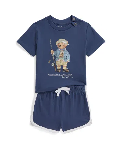 Polo Ralph Lauren Baby Boys' Polo Bear Graphic T-shirt And Shorts, 2-piece Set In Blue