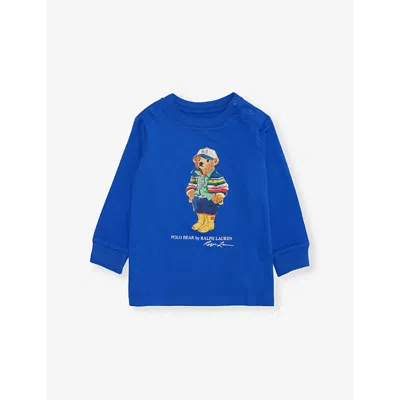 Polo Ralph Lauren Baby Boys Polo Bear Long-sleeve Cotton T-shirt Travel Blue