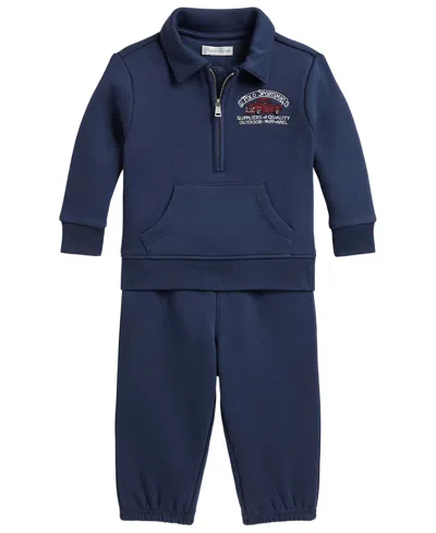 Polo Ralph Lauren Baby Boys' Polo Sportsman Fleece Sweatshirt And Pants, 2- Piece Set In Blue