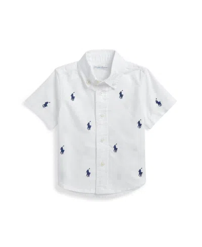 Polo Ralph Lauren Baby Boys Pony Oxford Short-sleeve Shirt In White