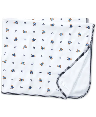 Polo Ralph Lauren Baby Boys Reversible Bear Cotton Blanket In Blue
