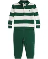 Polo Ralph Lauren Baby Boys Rib-knit Pullover & Jogger Pant Set In Green