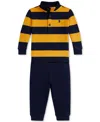Polo Ralph Lauren Baby Boys Rib-knit Pullover & Jogger Pant Set In Multi