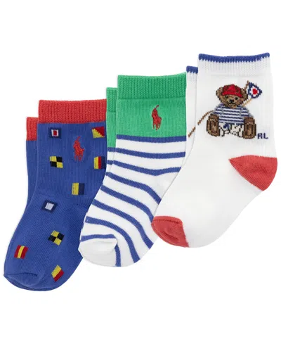 Polo Ralph Lauren Baby Boys' Sailing Bear Socks, 3-pack In Multi