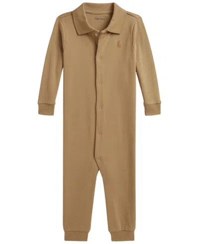 Polo Ralph Lauren Baby Boys' Soft Cotton Polo Coverall In Brown