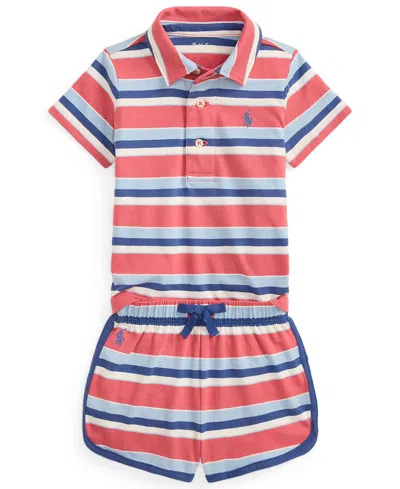 Polo Ralph Lauren Baby Boys' Striped Cotton Jersey Polo Shirt And Shorts, 2-piece Set In Multi
