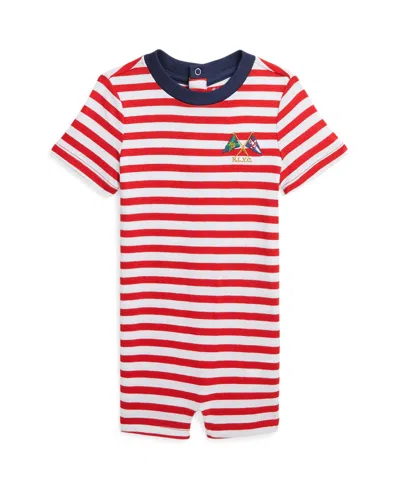 Polo Ralph Lauren Baby Boys Striped Cotton Jersey Shortall In Rl Red,white