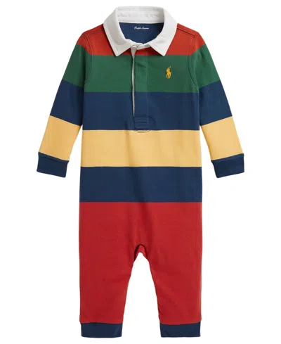 Polo Ralph Lauren Baby Boys' Striped Cotton Rugby Coverall In Multi
