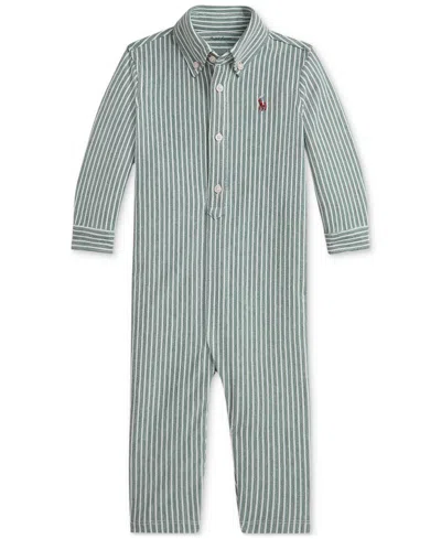Polo Ralph Lauren Baby Boys Striped Oxford Coveralls In Green