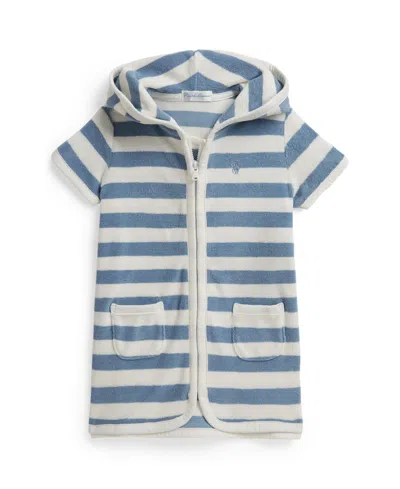 Polo Ralph Lauren Baby Boys' Striped Terry Hooded Cover-up In Blue