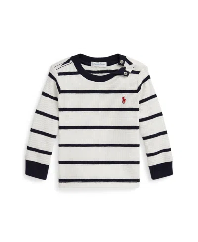 Polo Ralph Lauren Baby Boys Striped Waffle-knit T-shirt In Black